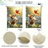 Spring Summer Garden Flags 12x18 Double Sided, Small Burlap Seasonal Cardinal Floral Corgi Dog Garden Flag Spring Summer Outdoor Yard Decorations for Outside Lawn Decor