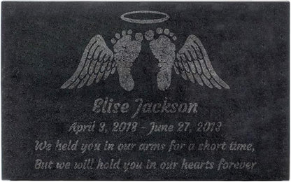 PlaqueMaker Black Granite Memorial Headstone Or Garden Memorial for Lost Infant or Child - Include You Personalized Text. Can be Used as a Sympathy Gift, Garden Stone or Grave Maker (16 X 10 X 2)