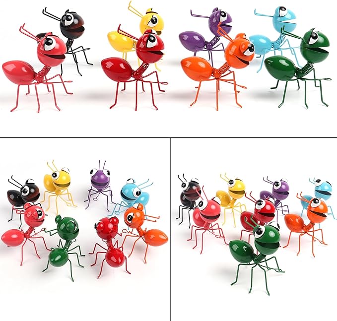 Cruis Cuka Metal Yard Art Garden Decor for Outside Cute Ants Yard Decorations Outdoor Lawn Ornaments Backyard Gifts for Mom - Set of 8
