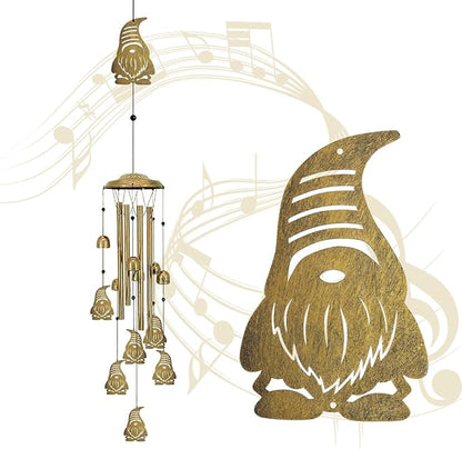 Wind Chimes for Outside Deep Tone - Cute Gnome Memorial Wind Chime Outdoors, Aluminum Tube Windchime with S Hook, Sympathy Wind Spinner Tree Ornaments, Patio Garden Decor, Housewarming Gifts
