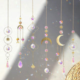 6pcs Crystal Suncatcher, Sun Catcher Hanging for Windows, Spiritual, Rainbow Maker, Crystal Indoor Garden Home Decor,Gemstone Prism（Set 2）
