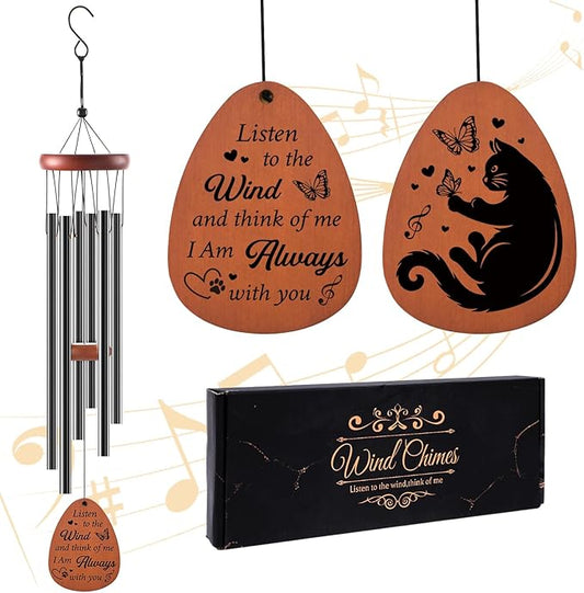 Cat Memorial Gifts for Loss of Cat - Luvsweets Pet Memorial Gifts for Cats Lover Mum Owner, Sympathy Wind Chimes for Outside, Garden Patio Porch Decor, Pet Passing Away Bereavement Remembrance Gift