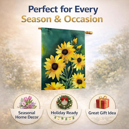 Caroline's Treasures Kentucky Goldenrod in Watercolor House Flag Large Porch Sleeve Pole Decorative Outside Yard Banner Artwork Wall Hanging, Polyester, House Size, Multicolor