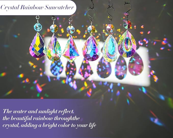 KANPURA 12 Pcs Crystal Sun Catcher, Hanging Ornament Crystals Prism Rainbow Maker for Home,Office,Garden Christams Decoration(Colorful)