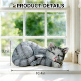 Garden Outdoor Decor Cats Statue, Sleeping Cat Figurines Garden Statues & Sculpture Decor for Patio, Porch and Lawn, Cat Memorial Stone Gifts for Lover and Womens Grey