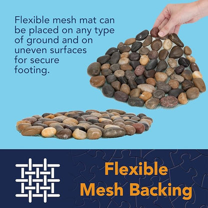 Bits and Pieces - Stepping Stones Outdoor Walkway - 12" River Rock Landscaping Decorative Stepping Stones - Set of Three (3) - Backyard Decor Garden Pavers for Outside Walkway