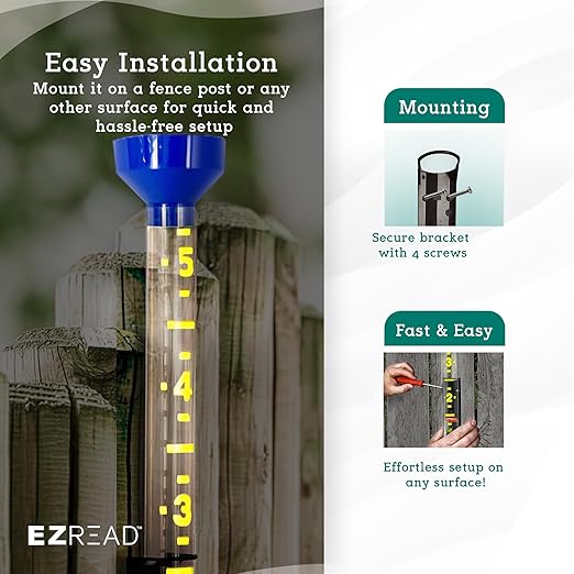 Headwind EZRead 26” Giant Professional Outdoor rain Gauge, USA Made Heavy Duty All Weather Freeze Proof mountable with Float, Dark Blue (820-0020)
