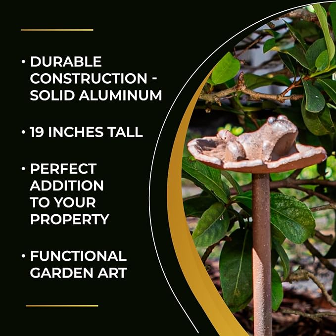 Carvers Olde Iron Decorative Garden Hose Guide Stake – 19" Solid Aluminum Heavy Duty Hose Protector for Landscaping, Flower Beds & Yard Edging - Frog