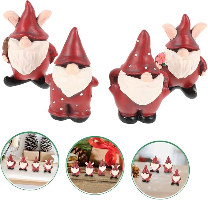 Milisten 4pcs Resin Gnome Garden Statues Weather-Resistant Outdoor Decor for Christmas Joyful Holiday Figurines for Lawn and Garden Decorations for Festive Celebrations