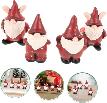Milisten 4pcs Resin Gnome Garden Statues Weather-Resistant Outdoor Decor for Christmas Joyful Holiday Figurines for Lawn and Garden Decorations for Festive Celebrations