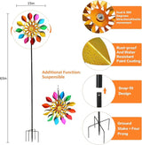 63 Inch Kinetic Wind Spinners with Garden Stake, Rainbow Metal Windmill Decorations, 360 Swivel Outdoor Wind Sculpture, Dual Direction Colorful Wind Catcher for Yard Art, Lawn, Garden Decor, Gifts