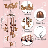 Squirrel Gifts Wind Chimes - Squirrel Gifts for Women Men, Birthday Housewarming Christmas Festival Presents, Animal Metal Memorial Wind Chimes for Outside Porch Patio Yard Garden Decor