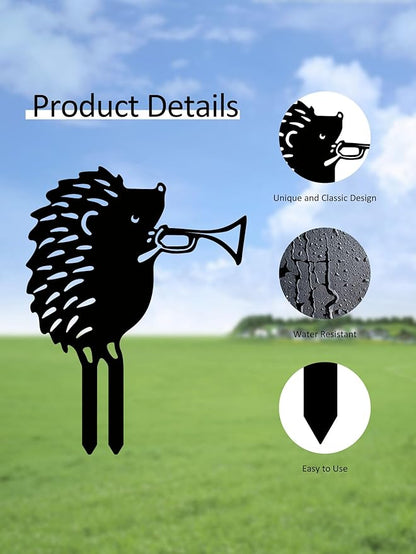 Metal Garden Stake Decor, Acrylic 2D Garden Decoration, Garden Accessories for Outdoor Indoor Yard Lawn Pot Plants (2PCS-Hedgehog)