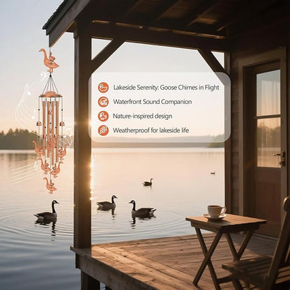 Wind Chimes Outdoor - Mother & Baby Geese Windchime with 4 Aluminum Tubes,Weatherproof Metal Wind Chime for Garden Decor Patio Yard, Goose Gift for Thanksgiving, Christmas, Festival