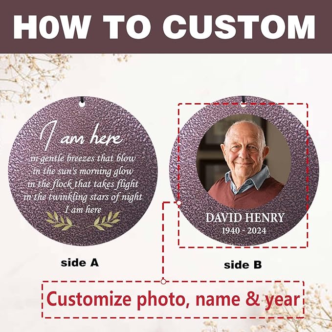 ASTARIN 32 in Wind Chimes for Loss of Loved One, Personalized Photo Wind Chime, Bereavement Gifts for Loss of Father, Sorry for Your Loss Gifts, Condolences Windchime, Produced in USA