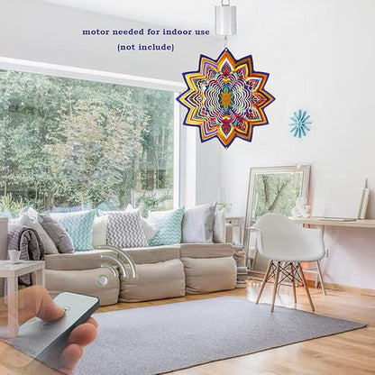 Fonmy Mandala Wind Spinner Lucky Star Worth Gift Indoor Outdoor Garden Decoration Crafts Ornaments 12 inch Multi Color Stainless Steel Wind Spinners