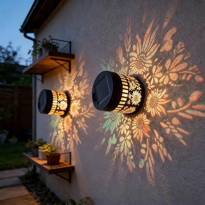 Decorative Solar Mandala Lights - Outdoor Metal Solar Powered Deck Step Wall Lights, Mandala Theme Waterproof Fence Mini Light for Garden Post Patio Backyard Yard Decor (Sunflower, Green)