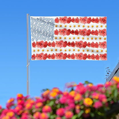 AVOIN colorlife Myosotis Poppy Memorial Day House Flag 3x5 FT Double Sided Outside, Patriotic American Flag Yard Outdoor Decoration
