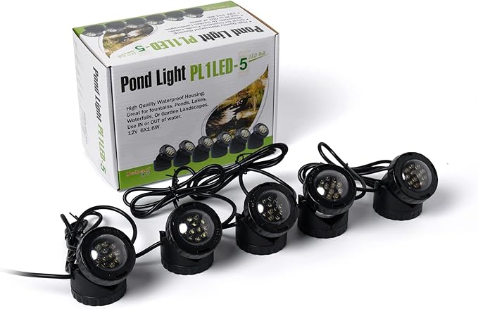 Jebao Submersible LED Pond Light with Photcell Sensor, Set of 5