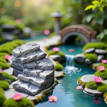 1 Pc Miniature Stone Steps Figurines Fairy Garden Ornaments, Miniature Stairs Accessories Micro Landscape Decoration Garden Sculptures and Statues(2.6 inch)