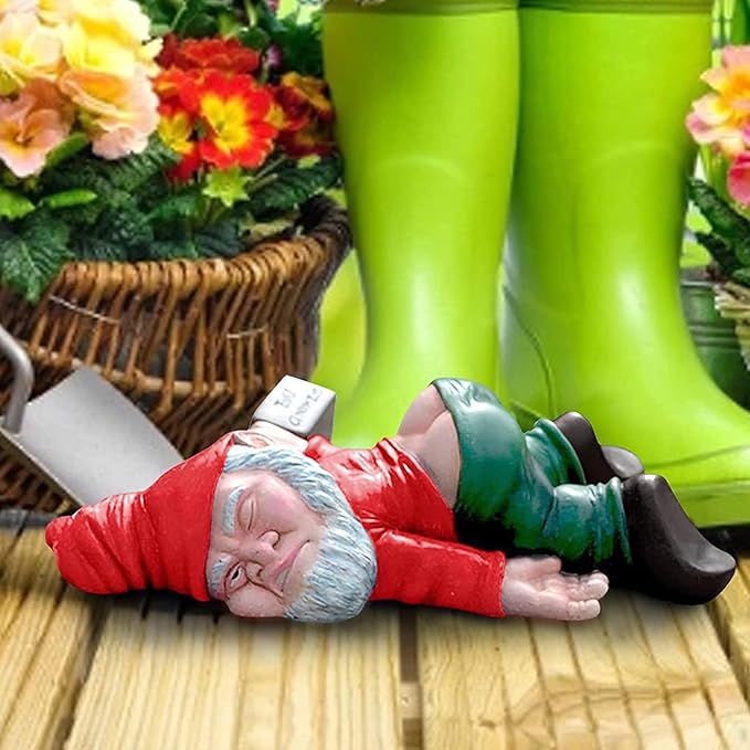 Funny Drunk Dwarf Garden Gnome Statues Decoration, Creative Statue Resin Sculpture Novelty Gift for Outdoor Indoor Patio Yard Lawn Porch Ornament Decor