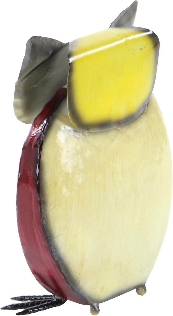 Deco 79 Metal Owl Decorative Garden Sculpture Indoor Outdoor Garden Statue with Floral Pattern, Outdoor Sculpture 8" x 4" x 11", Yellow
