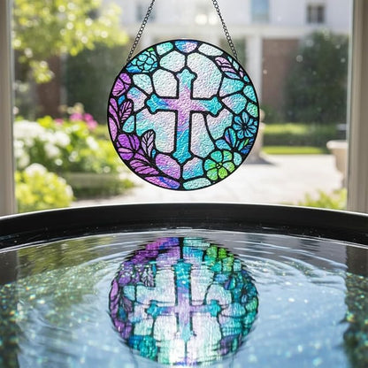 Sun Catcher Stained Glass Window Hanging 8 inch Suncatcher Wall Art Home Decor Sun Catchers Decoration for Garden Home Housewarming Gifts