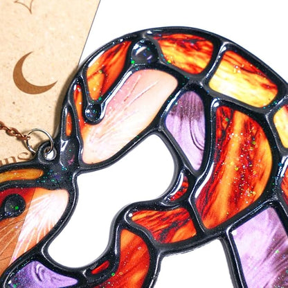 Otter Lover Handmade Resin Suncatchers, Artisan Boho Sun Catcher Stained Glass Effect Window Hanging Garden Decor, Gift for Mother's Day Mom Grandma Wife Women