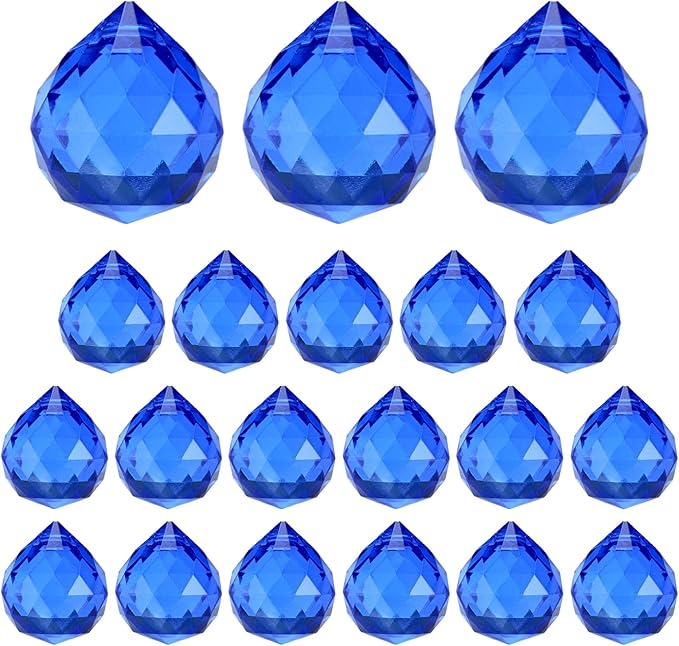 M METERXITY 20-Pack Crystal Ball Prisms, 24mm/0.94 Inch Chandelier Pendant Maker Hanging Crystals Chandelier Prisms for Home/Windows/Garden/DIY Decoration[Dark Blue]