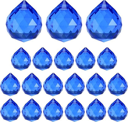 M METERXITY 20-Pack Crystal Ball Prisms, 24mm/0.94 Inch Chandelier Pendant Maker Hanging Crystals Chandelier Prisms for Home/Windows/Garden/DIY Decoration[Dark Blue]