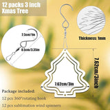 12Pack 3inch Sublimation Wind Spinner Blanks 3D Aluminum Metal Wind Sculpture for Yard and Garden Indoor Art Sublimation Christmas Ornament Hanging Decoration (Christmas Tree)