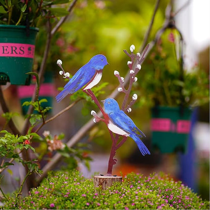 Wrought Iron Bird Decoration Metal Iron Art Animal Bird Hanging Ornaments Cute Bird Art Iron Sculpture Creative Outdoor Silhouettes Garden Crafts for Garden (Blue)