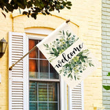 AVOIN colorlife Spring Summer Floral Welcome House Flag 28x40 Inch Double Sided Outside, Eucalyptus Seasonal Farmhouse Yard Outdoor Flag