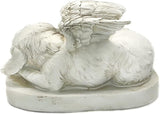 Bellaa 29691 Memorial Dog Statue with Angel Wings - 10” Golden Retriever Garden Grave Marker - Pet Memorial Stone Tribute Sculpture