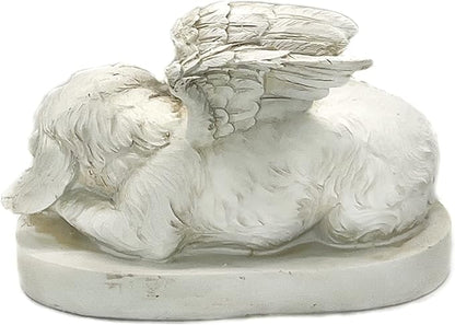 Bellaa 29691 Memorial Dog Statue with Angel Wings - 10” Golden Retriever Garden Grave Marker - Pet Memorial Stone Tribute Sculpture