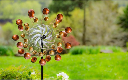 Evergreen Garden Beautiful Summer Copper and Gold Scoops Wind Spinner - 24 x 75 x 11 Inches Fade and Weather Resistant Outdoor Decoration for Homes, Yards and Gardens