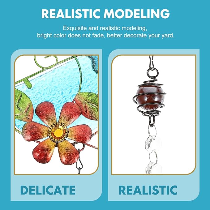 SHINEOFI Painted Songbird Glass and Iron Garden Hanging Ornament Outdoor Decorative Statue for Patio Window Sun Catcher with Crystal Accents Compact Garden Supplies Decor
