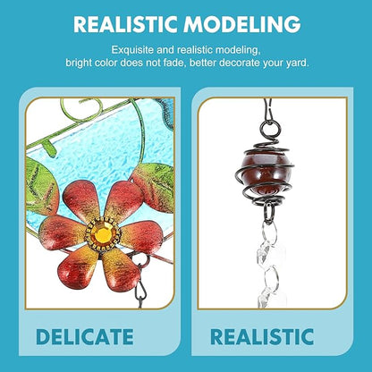 SHINEOFI Painted Songbird Glass and Iron Garden Hanging Ornament Outdoor Decorative Statue for Patio Window Sun Catcher with Crystal Accents Compact Garden Supplies Decor