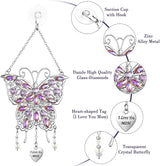 VIVIKEN Mother's Day Rhinestones Butterfly Window Decor Wind Chime Hanging Ornament for Garden House, Glittering Gifts from Son Daughter Mom Mothers Birthday Christmas