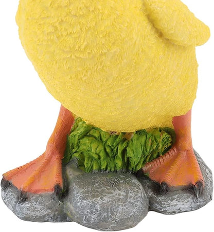 Cute Statues Resin Duck Figurine Furry Ducks True Colors Garden Statue Anti Fading Backyard Decor(Yellow)