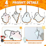 Yungyan 4 Pcs Halloween Ghost Stained Glass Suncatcher Hand Painted Window Hangings Suncatcher Halloween Goth Decoration for Home, Office, Kitchen, Living Room, Wall