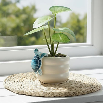 Sea Turtle, Blue Turtle Statue, Hanging Resin Turtles Flower Pot Decorative Sculptures Used for Indoor and Outdoor Gardens, Courtyards and Home Decor