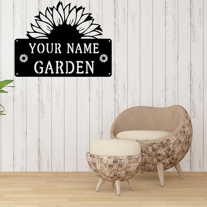 CFC0121323 Sunflower Metal Signs, Flowers Garden Plaque for Mom Grandma,Custom name Metal Garden Signs Outdoor Decor,Rustic Decorations for She Shed, Potting Shed, Housewarming Gifts