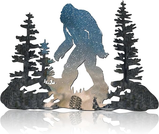 Demissle Big Foot Sasquatch Gift Bigfoot Wall Art Decor for Men Women 16 x 11 Inch Funny Birthday Sasquatch Gift Metal Yard Sign for Dad Husband Garage Garden Forest Outdoor Indoor(Retro Color)
