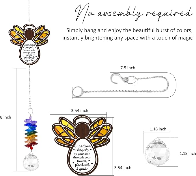 2 Layered Ornament Suncatcher - Guardian Angel Ornament - Unique Keepsake - Sympathy Presents - Rainbow Remembrance - Mother's Day Father's Day Birthday Gifts for Women, Men