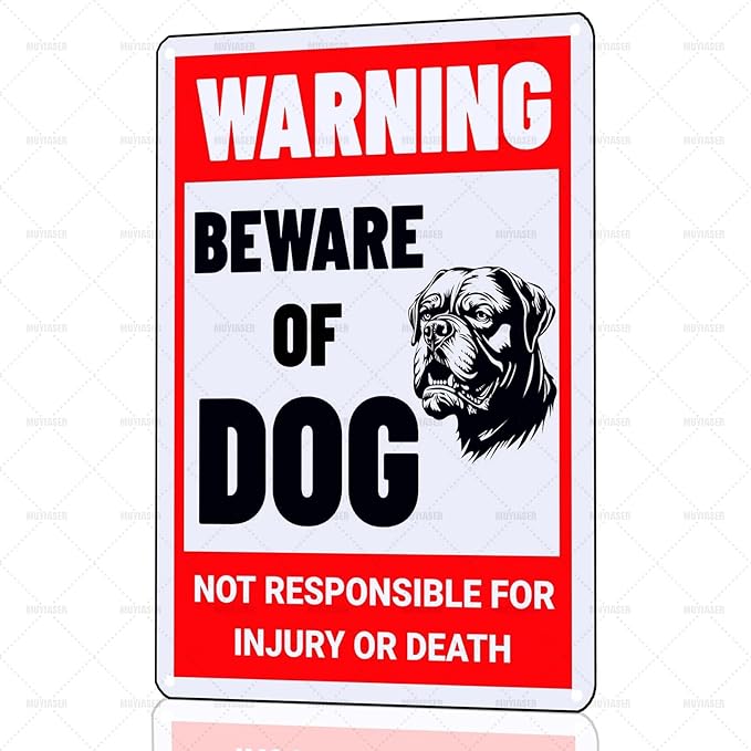 Beware of Dog Sign Mastiff Metal Sign Warning Beware of Dog Signs for Fence Outdoor Farm Garden Gate Home Yard Decor 8x12 Inch