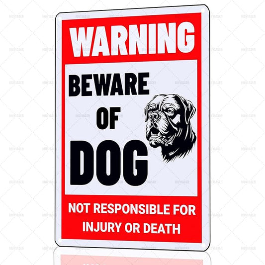 Beware of Dog Sign Mastiff Metal Sign Warning Beware of Dog Signs for Fence Outdoor Farm Garden Gate Home Yard Decor 8x12 Inch