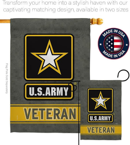 US Army Veteran Garden Flag - Armed Forces Rangers United State American Military Retire Official - House Decoration Banner Small Yard Gift Double-Sided Made in USA 13 X 18.5