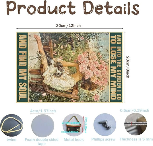 Backyard Wall Decoration Women's Garden Gift for Yard, Backyard, Patio & Porch Decor AND INTO THE GARDEN I GO Wooden Sign for Home,Farm,Yard Outdoor Yard Art 12×8inches