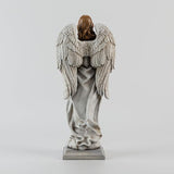 Garden Angel with Flower Wreath Statue - 16" Outdoor Memorial Angel Decor